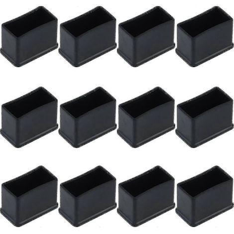 Set Mit 12 Rechteckigen Schutzkappen Aus Schwarzem Gummifilz, 15 X 30 Mm, Für Tisch- Oder Stuhlbeine