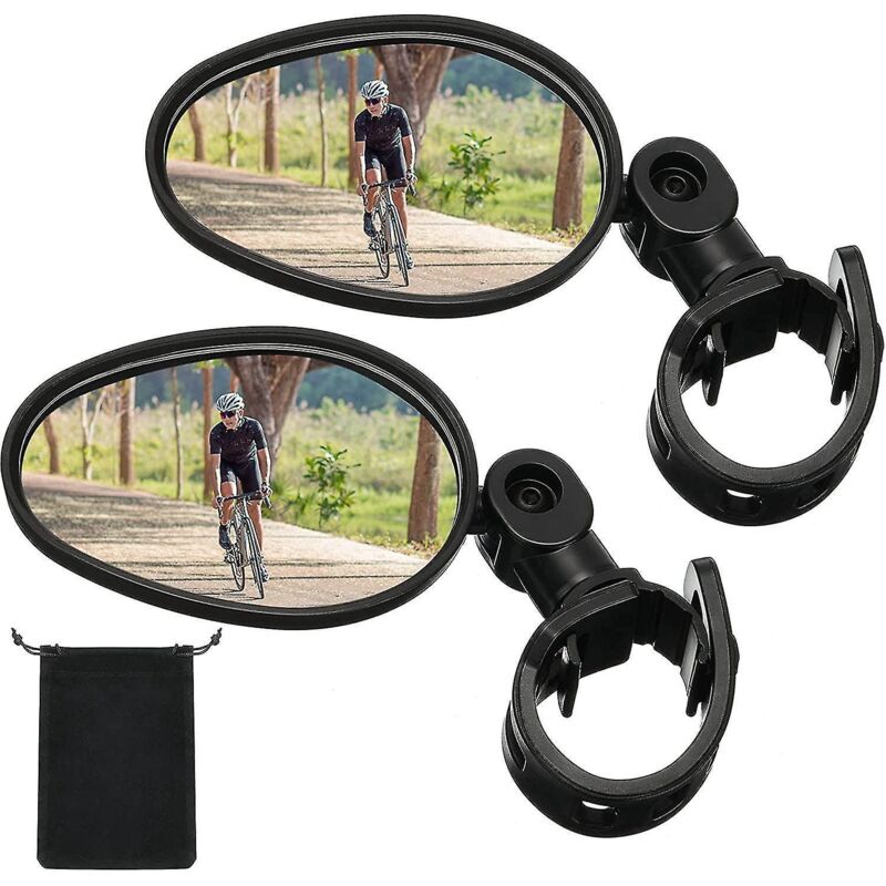 Fahrradspiegel, 360° Verstellbar, Schwenkbar, Zur Befestigung Am Lenker, Weitwinkel, Stoßfest, Aus Konvexem Acryl.