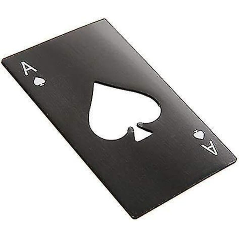 Flaschenöffner Aus Edelstahl In Form Einer Kreditkarte Oder Eines Pokers, Geschenk Für Männer, Barwerkzeug In Form Eines Pik-symbols (schwarz)