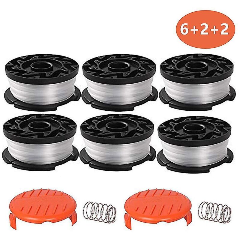 Packung Mit 6 Spulen Trimmerfaden Und 2 Schutzkappen Zum Austauschen Des Schneidfadens An Black & Decker Freischneidern