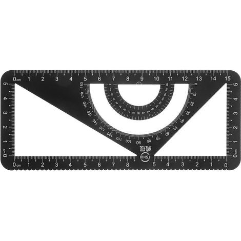 Linealset Zum Zeichnen, Messen Und Für Geometrie: Geodreieck, Lineal, Winkelmesser – 17,00 X 7,00 X 0,10 Cm – Schwarz