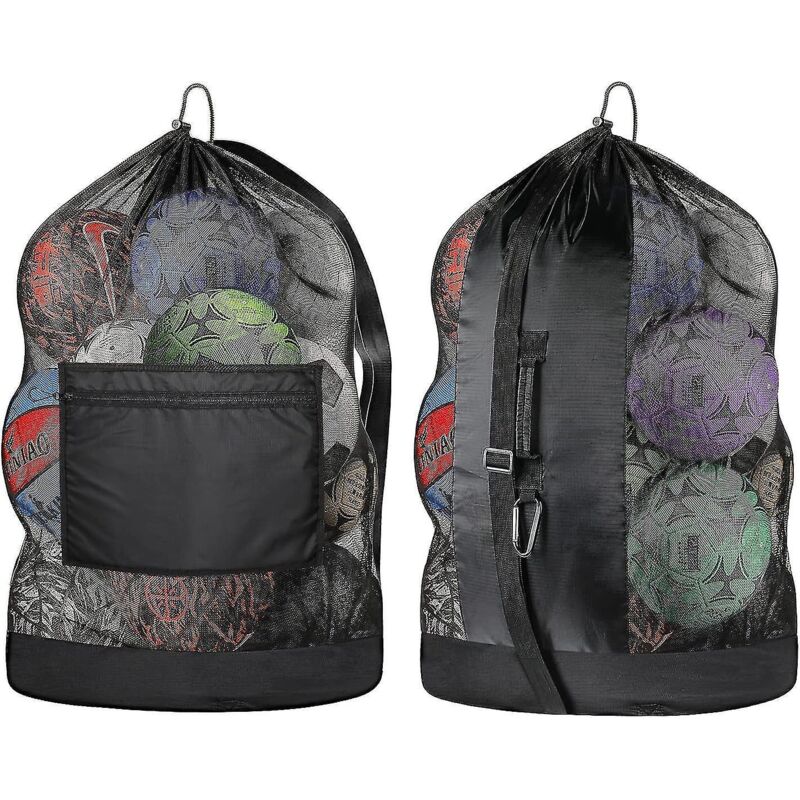 Extra Große Balltasche, Fußballtasche Aus Netzgewebe, Verstellbarer Und Tragbarer Schultergurt, Geeignet Für Trainer, Erwachsene Und Kinder.