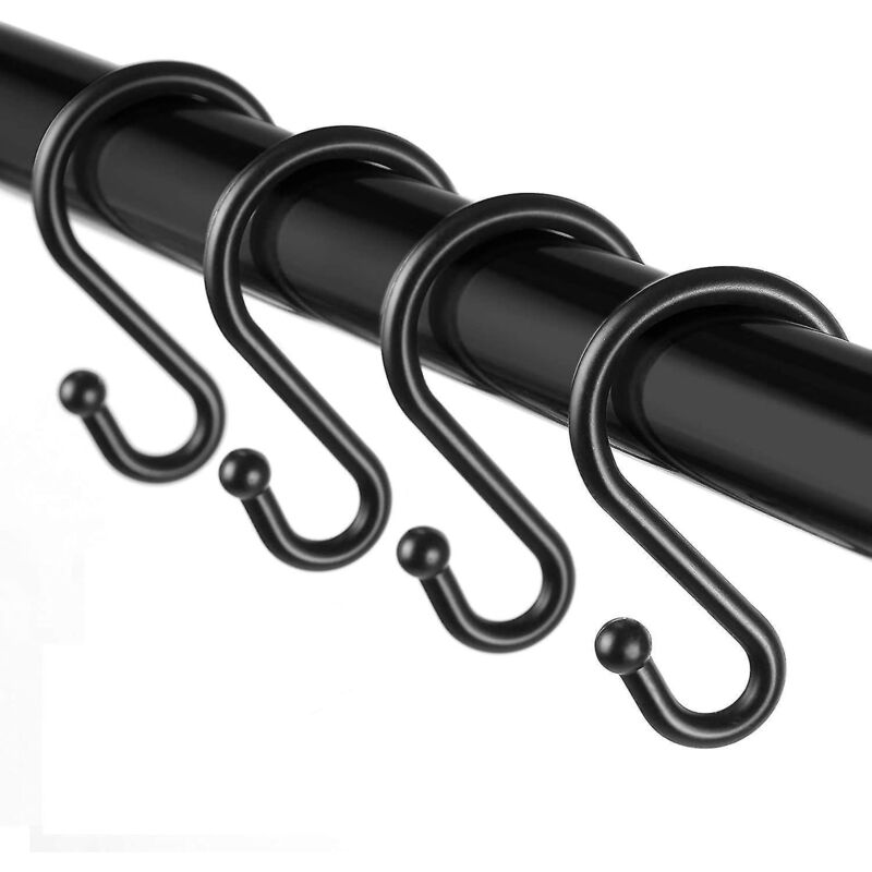 Rostfreie S-förmige Duschvorhanghaken Aus Metall – 12er-pack – Schwarz
