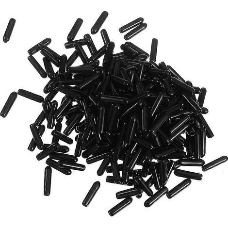 250 Stück Schwarze Gummischutzkappen Für Rohrbolzengewinde – 2 X 0,3 Cm – Schwarz
