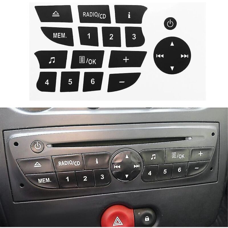 Reparaturaufkleber Für Autoknöpfe Und Cd-player, Kompatibel Mit Twingo, Renault Clio Und Megane (2009–2011) – Johx