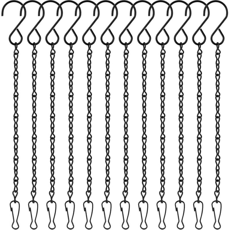 Set Mit 12 Schwarzen Hängeketten, Ketten Für Hängekörbe, Metallketten Mit Haken Für Gartenpflanzen C