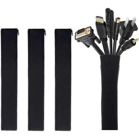 Set Mit 4 Kabelmanagement-schläuchen, 50 X 11 Cm Kabelorganisationssystem Mit Reißverschluss Für Fernseher, Computer, Büro Und Heimkino, Flexibler Kabelschlauch