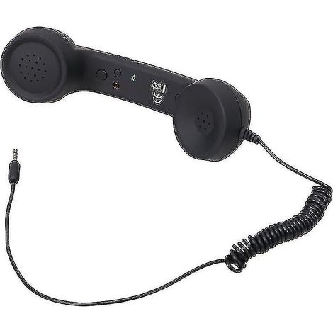 Retro-handtelefon Mit 3,5-mm-klinkenstecker Und Mikrofon, Schwarz