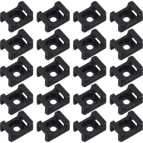 120 Kabelbinderhalterungen, Sattelförmige Kabelbinderbasen, Kabelschlosshalter – 2,3 X 1,6 Cm – Schwarz