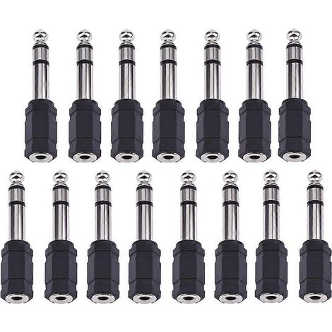Packung Mit 15 Audio-klinkenadaptern (6,5 Mm Auf 3,5 Mm) Für Mikrofone, Mischpulte Und Mixer (schwarz) – 5,00 X 1,50 X 0,30 Cm – Schwarz