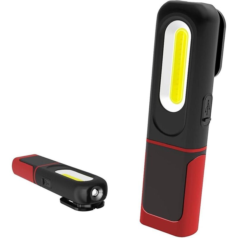 Wiederaufladbare Led-arbeitsleuchte, 2-in-1-inspektionsleuchte Mit 360°-drehung Und 5-w-cob-led-taschenlampe, Magnetfuß Und Haken Für M