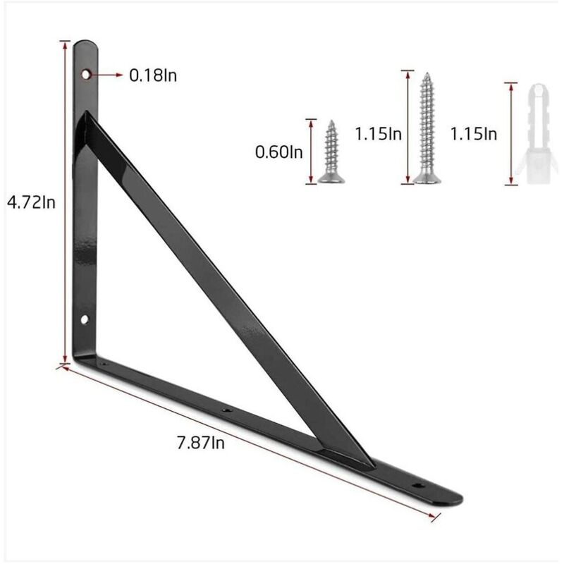Set Mit 6 Dreieckigen 90-grad-wandregalhalterungen Aus Stahl – 200 Mm X 120 Mm Mit 30 Schrauben Und 12 Dübeln