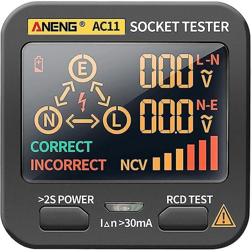 Steckdosentester Mit Spannungsanzeige, Fehlerstrom-schutzschaltertester, Stromkreisanalysator, Polaritätsdetektor, Leckstromtester, Fehlertester Mit 8 Anzeigen