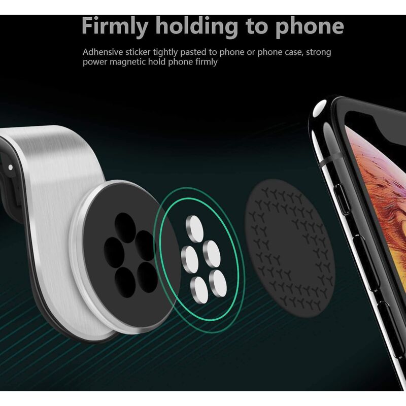 Set Aus 2 Magnetischen Autotelefonhaltern Zur Befestigung Am Lüftungsschlitz, 360° Drehbar, Kompatibel Mit Iphone Und Huawei.