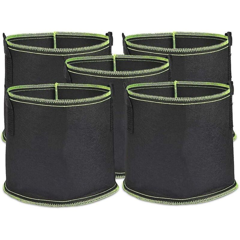 Set Mit 5 Wiederverwendbaren, 17,7 Liter Fassenden Pflanzsäcken Aus Vliesstoff Mit Griffen, Für Kartoffeln, Tomaten Und Erdbeeren.