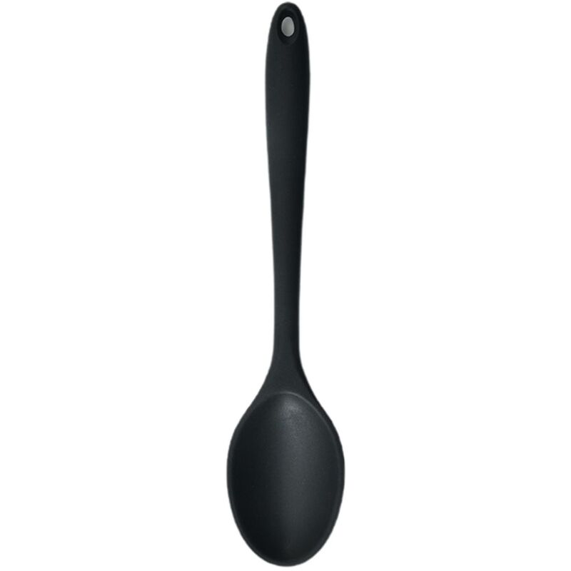 Set Mit 2 Schwarzen Silikon-küchenlöffeln Mit Langem Griff, Hitzebeständig