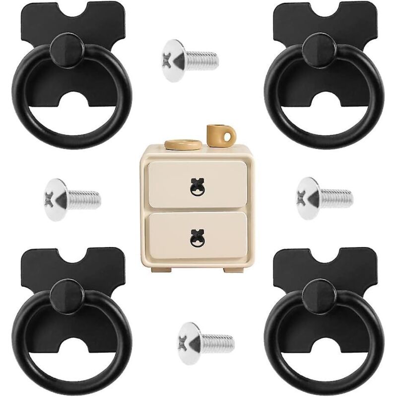 Set Aus 4 Antiken Vintage-schubladengriffen Und -ringen