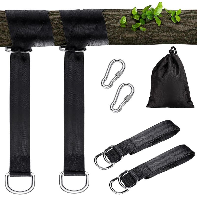 Schaukelaufhängungssystem Mit 2 Gurten, D-ringen, Robustem Karabiner Und Polyestergewebe Mit Aufbewahrungstasche