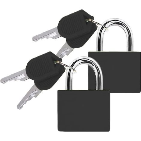 Set Aus 2 Schwarzen Vorhängeschlössern Mit Schlüsseln Für Koffer, Ideal Für Reisen, Spinde Im Fitnessstudio Und Urlaubsgepäck.