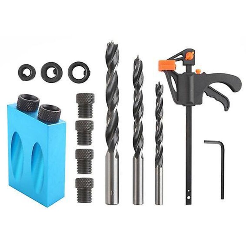 15-teiliges Holzbohrset Inklusive Bohrschablone, 15-grad-bohrschablone, Adapter Für 6/8/10 Mm Löcher Und Bohrschablone.