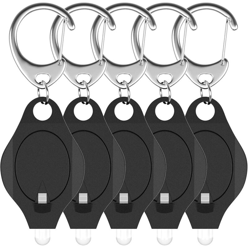 Mini-led-taschenlampe Mit Ultraheller Leuchtkraft Und Karabinerhaken – 5er-pack