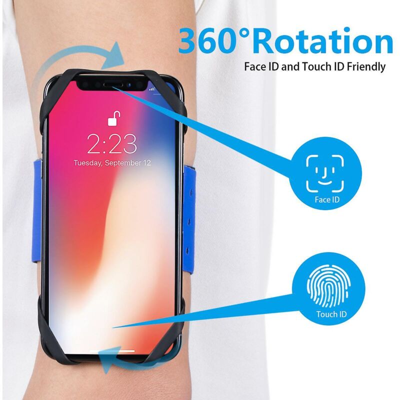 Universelle 3-in-1-fahrrad- Und Smartphone-halterung Mit Armschlaufe – Schwarz – Kompatibel Mit Iphone X, 11, 12 Und Pro Max Bis Zu 7 Zoll Mit 360°-drehung