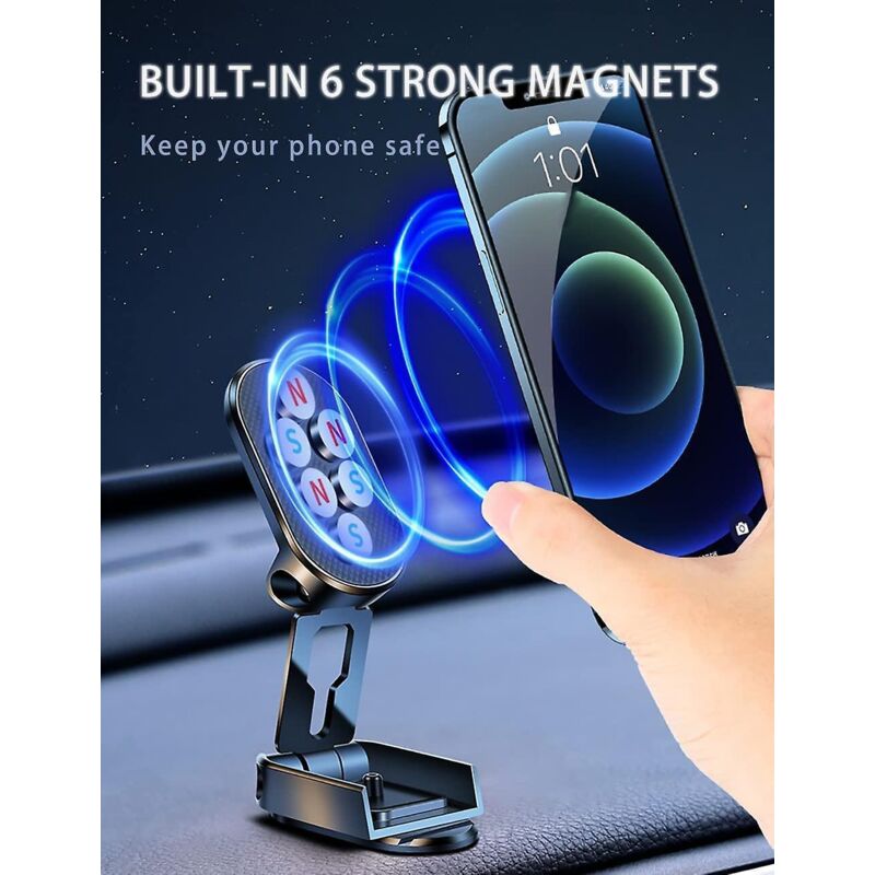 Universelle, 360° Drehbare, Faltbare Magnetische Autohalterung Mit Sockel Für Iphones