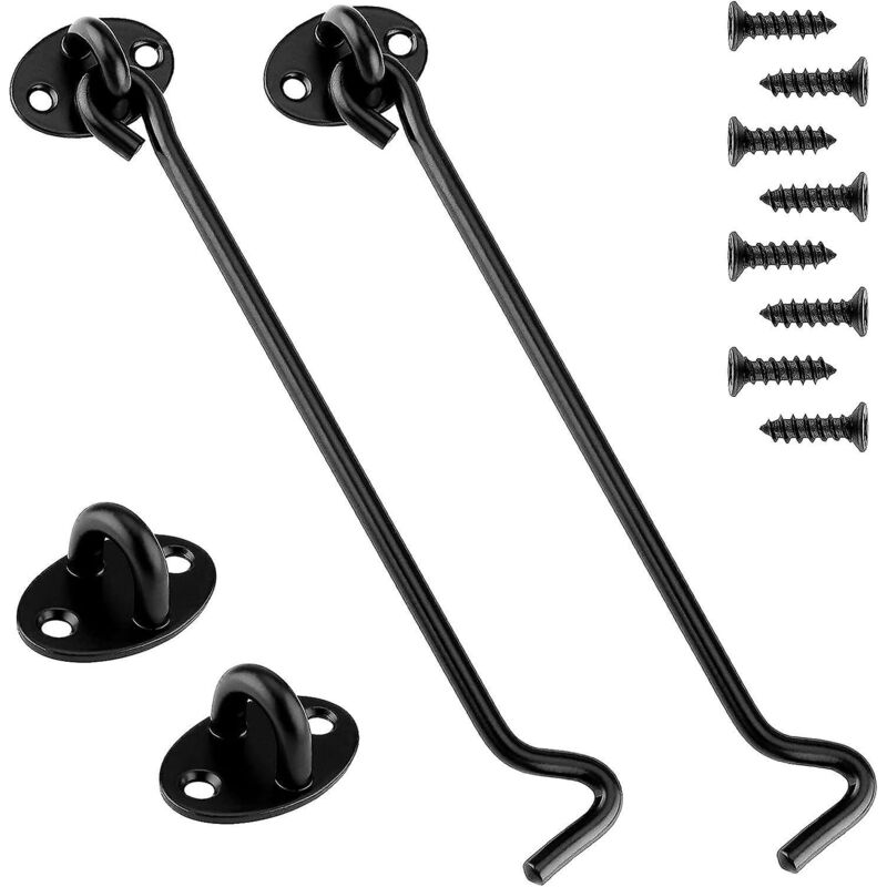 Set Mit 2 Schwarzen Edelstahl-kabinenhaken Für Schlösser, Scheunentüren, Badezimmer, Fenster Und Schiebetüren