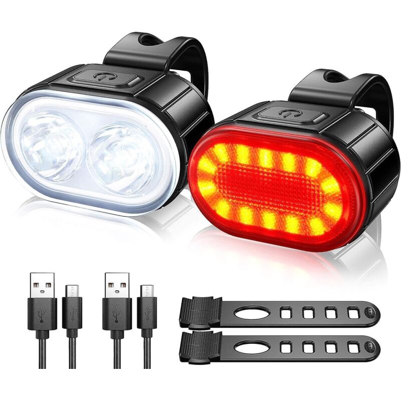 Wasserdichtes Und Per Usb Aufladbares Led-fahrradbeleuchtungsset Für Vorder- Und Rücklicht – Leistungsstarkes Beleuchtungsset Für Rennräder, Für Damen Und Herren