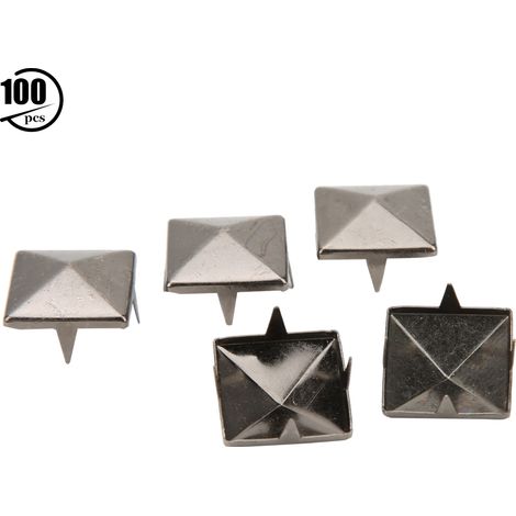 100 Stück Quadratische Pyramiden-ohrstecker Mit 4 Krappen Für Schmuck, Kleidung Und Accessoires – Schwarz, 12 Mm