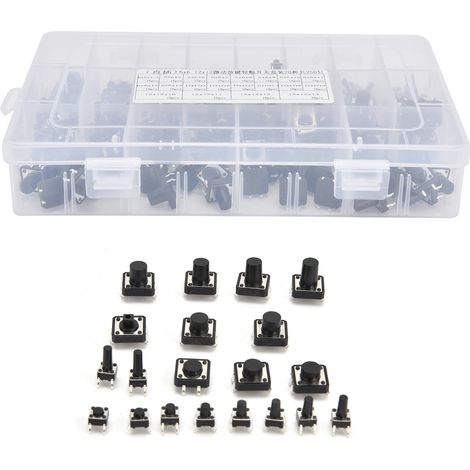 250 Miniatur-drucktaster (6x6 Und 12x12) Für Fernbedienungen Und Elektronisches Spielzeug, Leicht Zu Transportieren