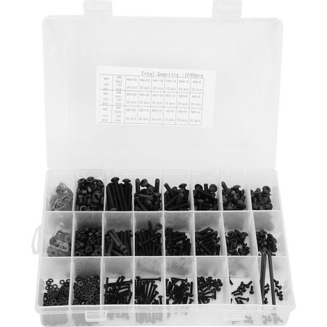 Satz Mit 1080 Schwarzen, Halbkreisförmigen Sechskantschrauben Und -muttern Aus Kohlenstoffstahl, Inklusive Schraubenschlüssel Und Unterlegscheiben