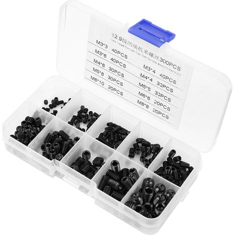 300-teiliges Set Mit Innensechskantschrauben Der Größen M3, M4, M5, M6 Und M8 Inklusive Aufbewahrungsbox