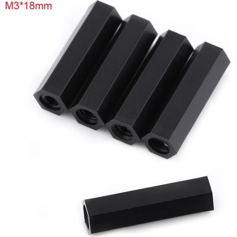 100 Stück M3 X M3 Innensechskant-abstandshalter Aus Schwarzem Pa66 (m3x18)