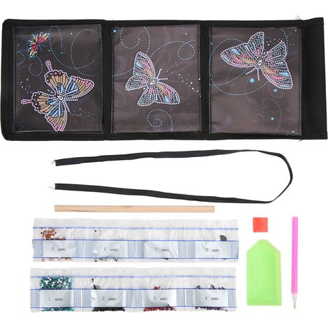 Selbstgemachte Wandaufbewahrungstasche Mit Rauten-schmetterlingsmuster, 3 Wasserdichte Taschen Fürs Schlafzimmer