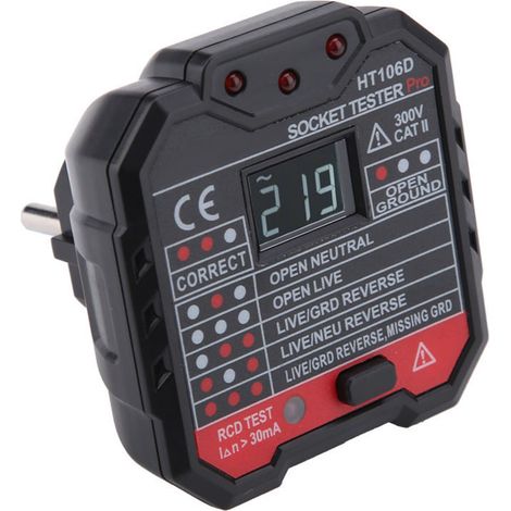 Ht106d Multifunktions-steckdosenprüfer, Netzfehlerdetektor Mit Eu-stecker