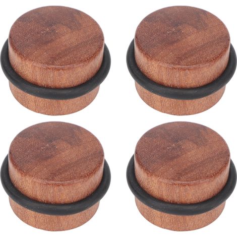 4er-set Geräuschlose, Stoßdämpfende, Zylindrische Türstopper Aus Massivholz Mit Schwarzem Gummiring Für Den Boden