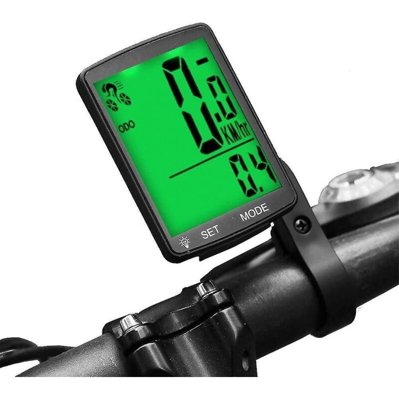 Kabelloser Fahrradtacho Mit Grünem Lcd-bildschirm, Automatischer Speicherfunktion Und Temperaturmessung