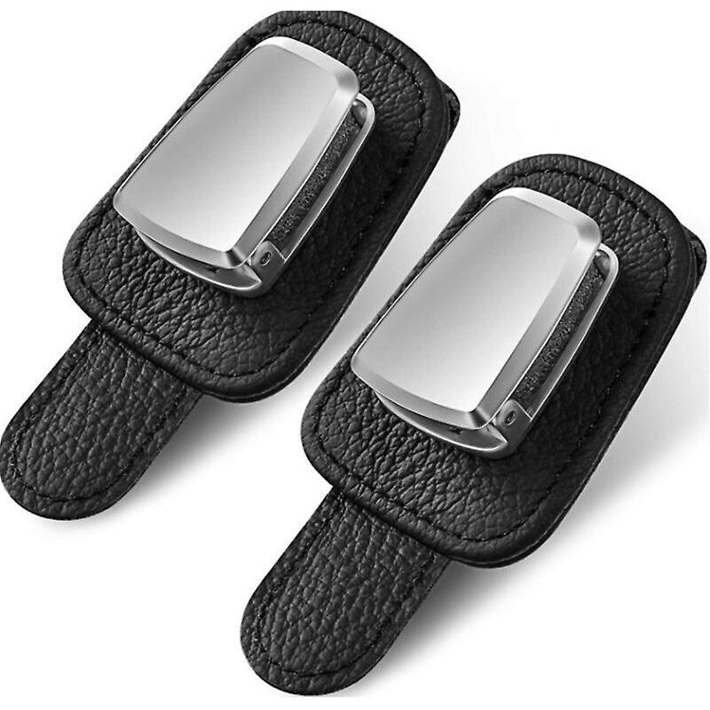 Set Mit 2 Sonnenbrillenhaltern Für Die Sonnenblende Im Auto Mit Parkkartenclip – Schwarz
