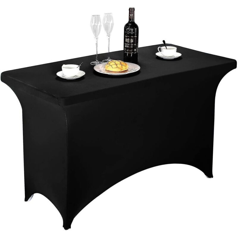 Schwarze, Rechteckige Stretch-tischdecke, 1,83 M Lang, Aus Spandex, Ideal Für Bankette
