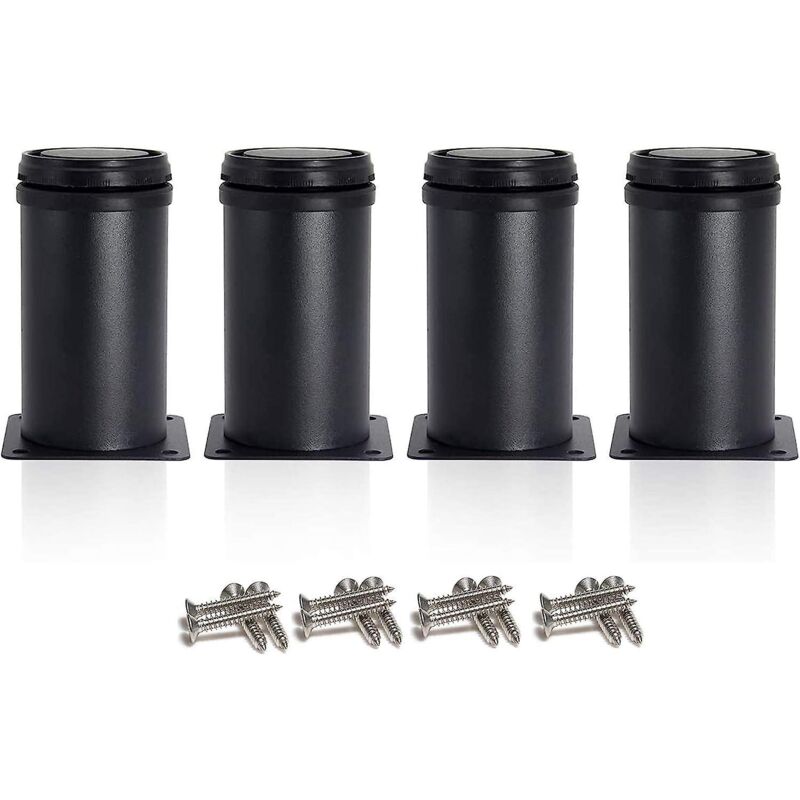 Verstellbare Schwarze Möbelfüße, Füße Aus Edelstahl – Höhe 80 Mm, Verstellbar Von 0 Bis 15 Mm