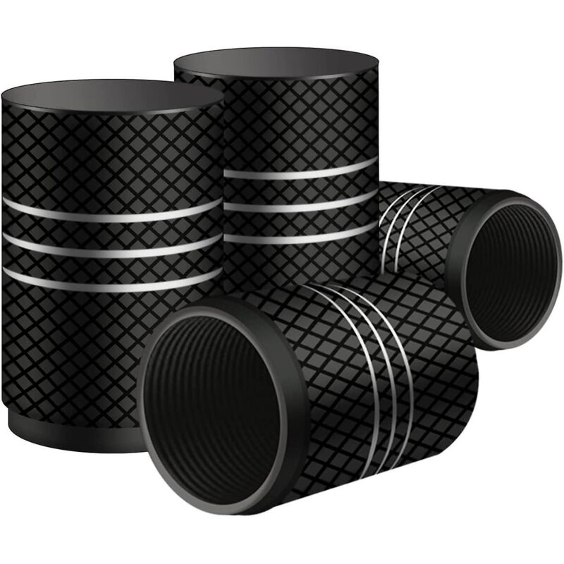 Set Mit 4 Kfz-ventilkappen Aus Aluminium – Schwarz