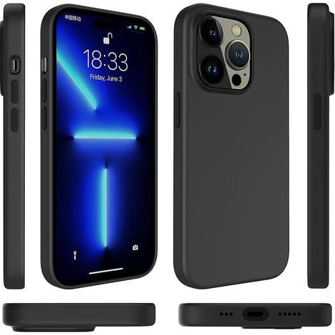 Hochwertige, Stoßfeste Schutzhülle Aus Flüssigem Silikon In Schwarz Mit Vollständiger Abdeckung, Kompatibel Mit Dem Iphone 13 Pro Max