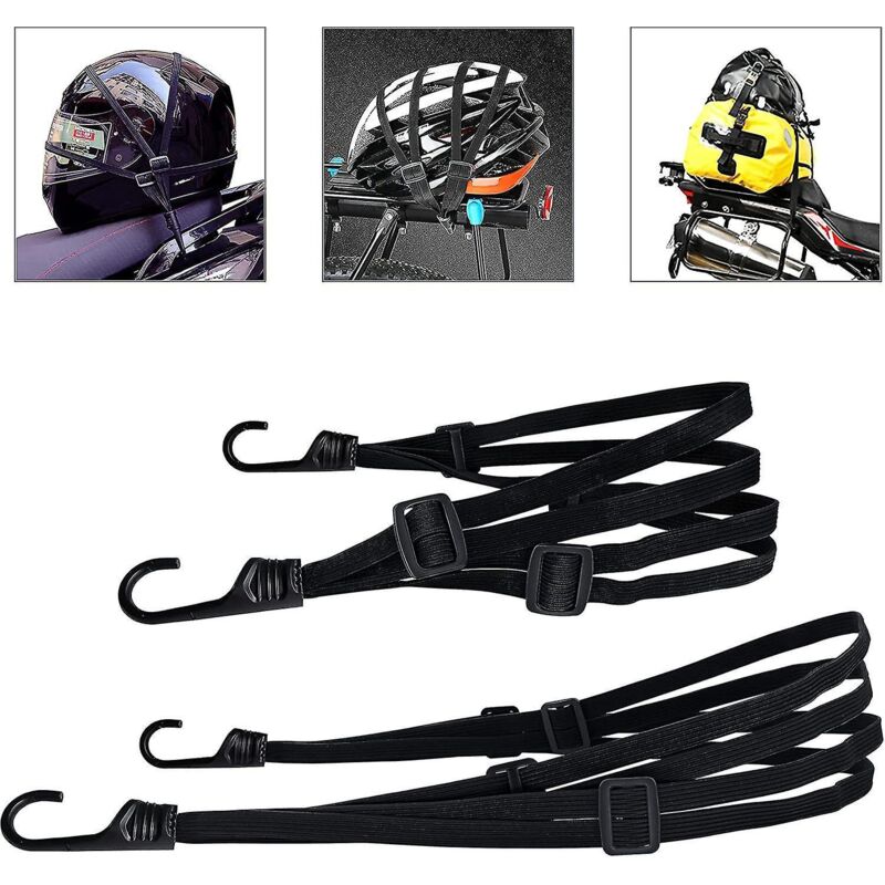Set Mit 2 Schwarzen Elastischen Bungee-seilen Für Fahrräder, Motorräder, Gepäck Und Helme