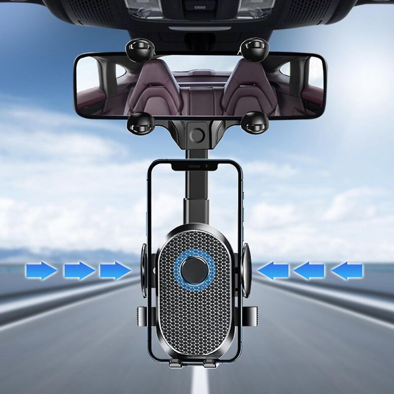 Universelle, Um 360° Verstellbare Handyhalterung Für Den Auto-rückspiegel Mit Hängehalterung, Schwarz