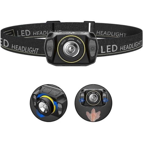 Led-stirnlampe, Usb-aufladbare Stirnlampe Mit Lichtsensor Und Zoom