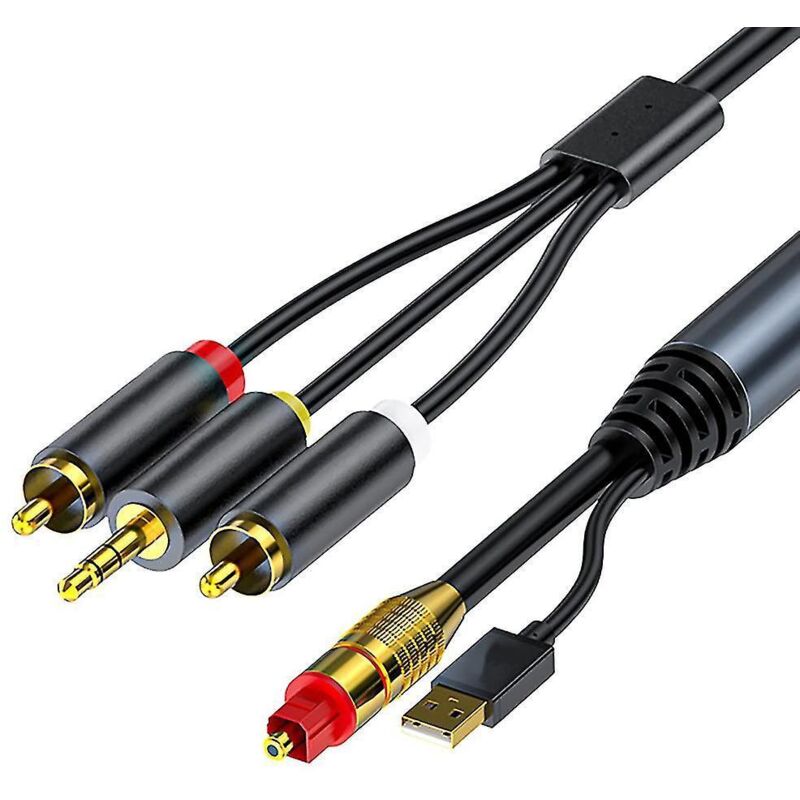 Digital-analog-audio-wandlerkabel 2 Rca + 3,5 Mm Klinkenstecker, Stereo-audiokabel Für Hdtv, Dvd, Kopfhörer (