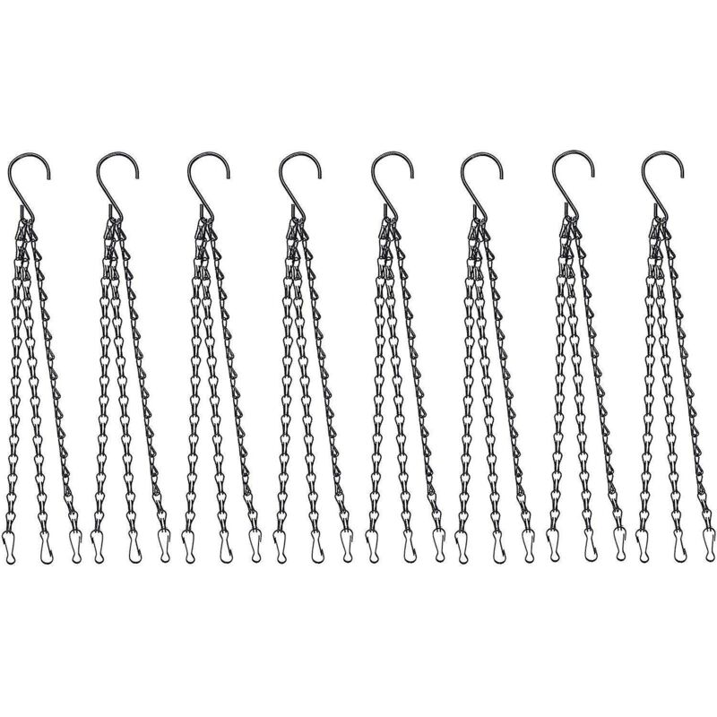 8-teiliges Hängekettenset Mit Clip, 40 Cm Lange Metallhalterung Mit 3 Füßen Zum Aufhängen Von Pflanzen, Pflanzgefäßen, Laternen, Vögeln (schwarz)