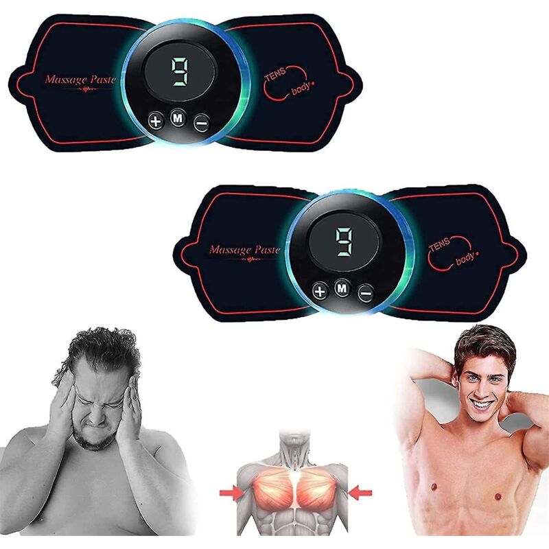 Nackenmassagegerät, Tragbare Mini-elektroden, Ems-nackenmassagegerät Mit 6 Modi, Lindert Verspannungen In Nacken, Schultern, Rücken Und Taille - 2er-pack.