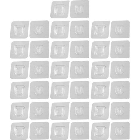 Packung Mit 20 Doppelseitigen Haken Für Wandregale, Selbstklebende Schlaufenhaken – 6 X 6 Cm – Transparent